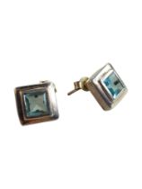 PAIR OF SILVER BLUE TOPAZ EARRINGS