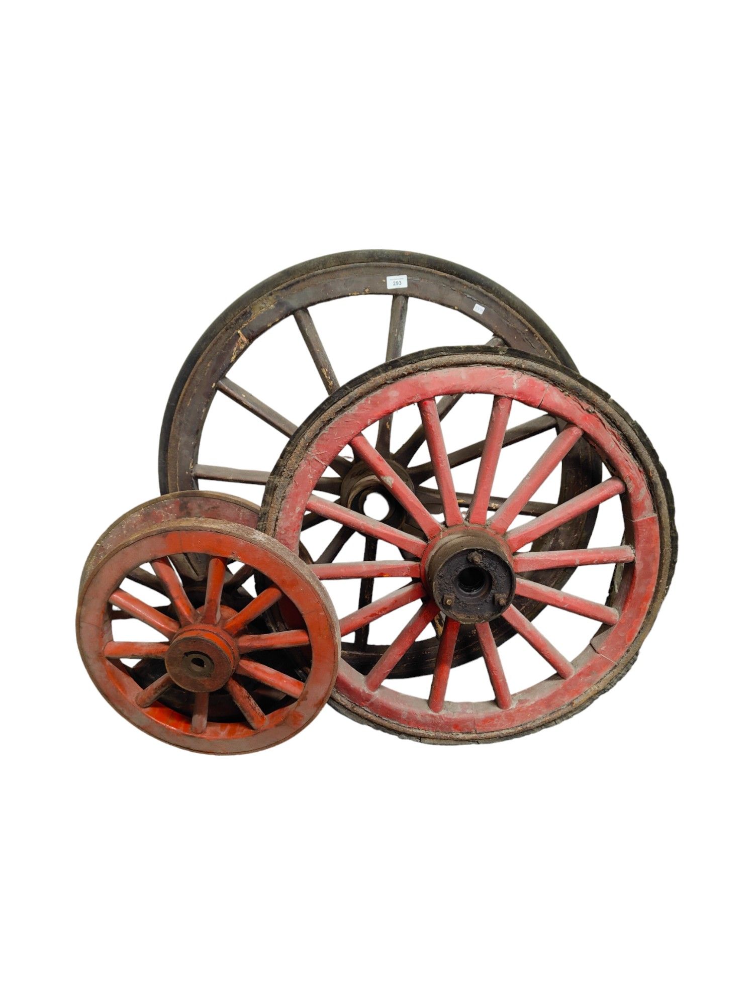 4 OLD CART WHEELS