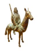 LARGE BRASS HORSE AND RIDER