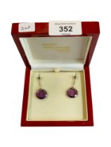 PAIR OF VINTAGE ART DECO SILVER AMETHYST EARRINGS