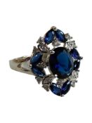 BLUE AND WHITE STONE ART DECO STYLE RING