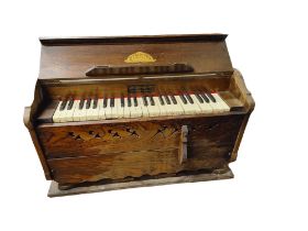 ANTIQUE OAK FRAMED PORTABLE ORGAN