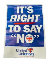 OLD ULSTER UNIONIST SAYS NO POSTER