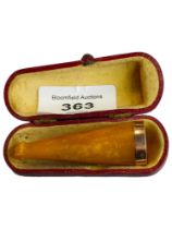 AMBER CIGAR HOLDER WITH 9 CARAT ROSE GOLD BAND