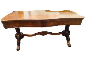 19TH CENTURY ROSEWOOD SERPENTINE 2 DRAWER HALL TABLE
