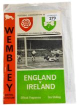 OLD 1965 FOOTBALL PROGRAMMES ENGLAND V IRELAND