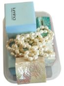 3 PAIRS OF EARRINGS, 3 JEWELLERY BOXES & NECKLACE