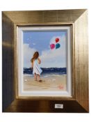 MICHELLE CARLIN - OIL - GIRL WITH THE BALLOONS - 30CM X 23CM