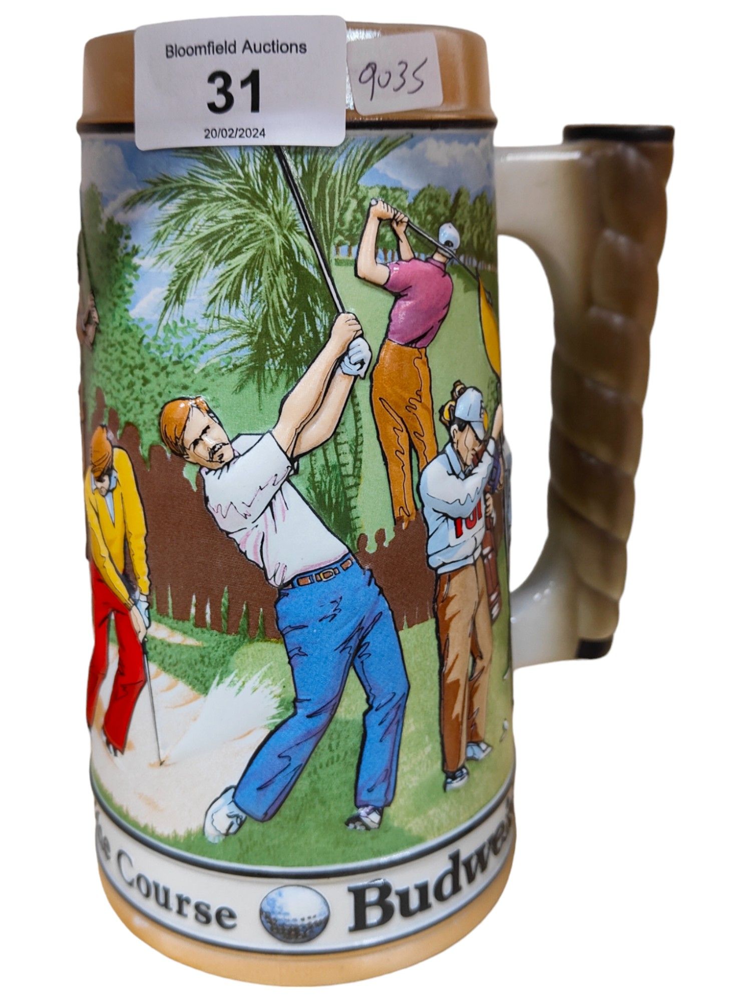 LARGE BUDWEISER GOLFING BEER STEIN