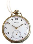 ZENITH POCKET WATCH WITH TRAIN ENGRAVED CASE