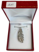 SILVER CRYSTAL SET FEATHER PENDANT ON SILVER CHAIN (BOXED)
