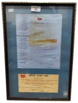 FRAMED TITANIC REPRODUCTION EPHEMERA