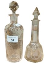 2 VINTAGE GLASS DECANTERS