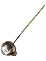 GEORGIAN SILVER & HORN TODDY LADLE