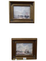 PAIR OF GOLD FRAMED SHIPPING PICTURES