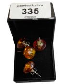 2 PAIRS OF SILVER & AMBER EARRINGS