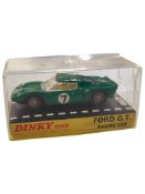 BOXED DINKY MODEL 215, FORD GT RACING CAR, METALLIC GREEN COLOUR WITH NO.7 MARKER