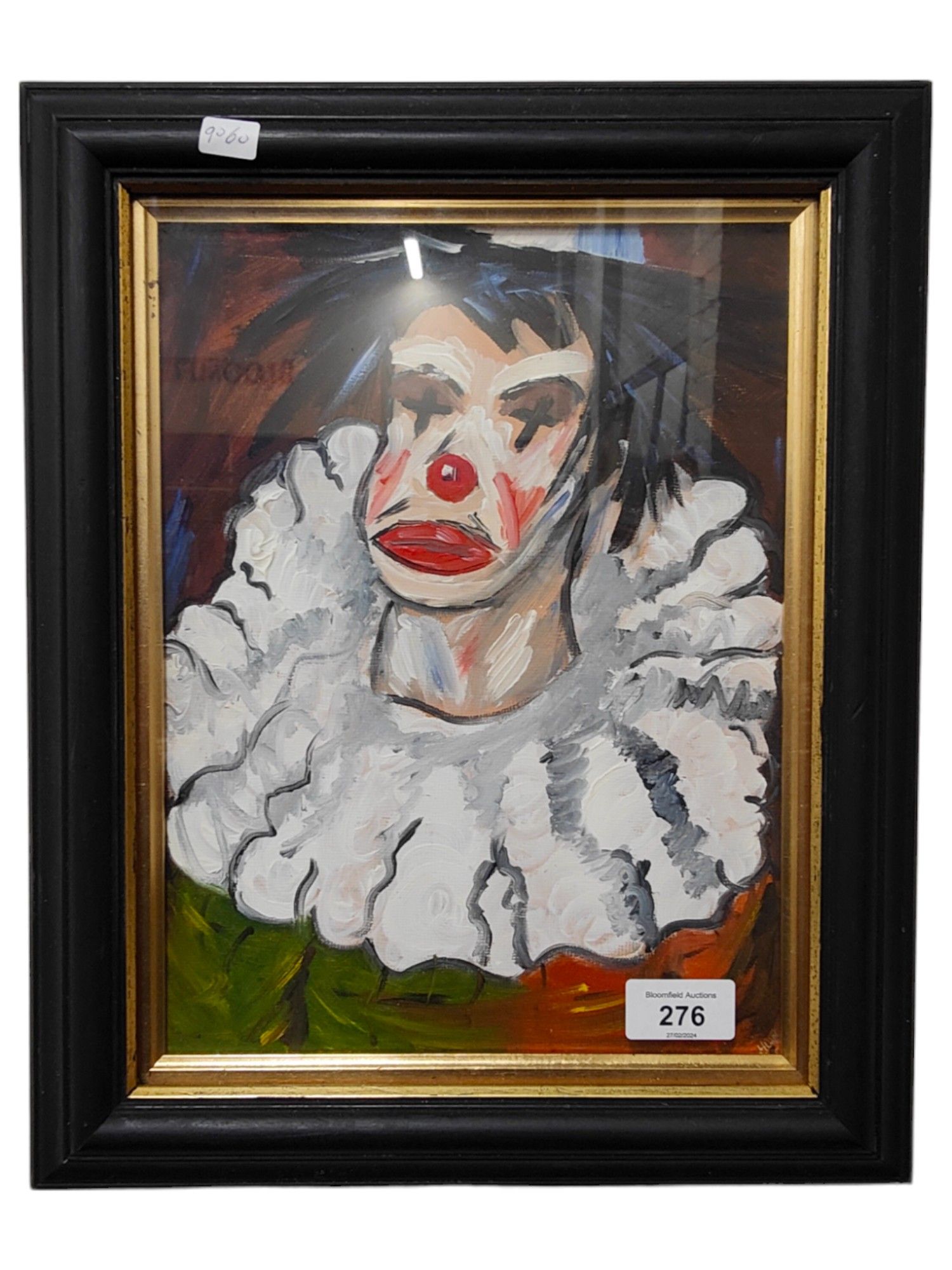 FRAMED OIL ON BOARD - THE CLOWN