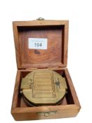 BRASS COMPASS IN WOODEN CASE