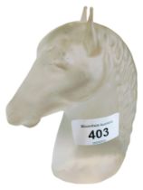 LALIQUE STYLE GLASS HORSE HEAD