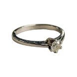 9 CARAT WHITE GOLD DIAMOND SOLITAIRE RING SIZE P AND 0.25 CARAT