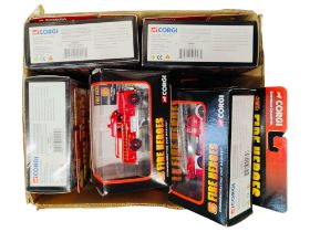 BOX LOT OF CORGI FIRE HEROES TRUCKS