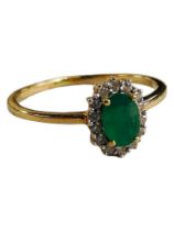 GOLD EMERALD & DIAMOND RING