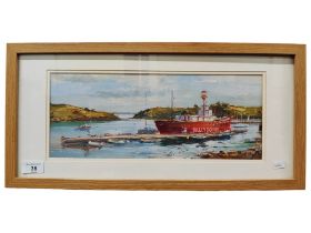 COLIN GIBSON - OIL PAINTING - BALLYDORAN LIGHTSHIP 38CM X 15CM