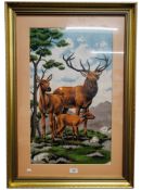 LARGE FRAMED TAPESTRY STAG