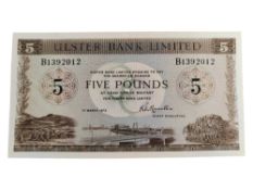 ULSTER BANK £5 BANKNOTE 1ST MARCH 1973 R.W.HAMERTON