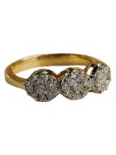 18 CARAT YELLOW GOLD DIAMOND CLUSTER RING, BRILLIANT CUT DIAMONDS - 0.59 CARAT OF DIAMONDS, G-H