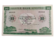 ULSTER BANK £10 BANKNOTE 4TH OCTOBER 1966 J.J.A.LEITCH