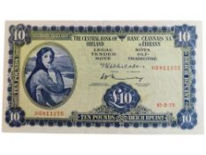CENTRAL BANK OF IRELAND £10 BANK NOTE - 10.2.75 - T.K.WHITTAKER AND C.H.MURPHY