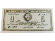 PROVINCIAL BANK OF IRELAND £1 BANKNOTE 1ST JANUARY 1972 J.G.MCCLAY