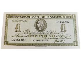 PROVINCIAL BANK OF IRELAND £1 BANKNOTE 1ST JANUARY 1972 J.G.MCCLAY