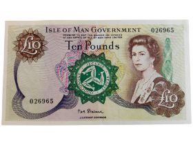 VERY RARE ISLE OF MAN £10 BANKNOTE P.G.H.STALLARD 1972