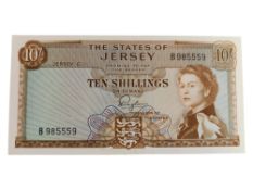 THE STATES OF JERSEY TEN SHILLINGS BANK NOTE 1963