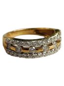 18 CARAT YELLOW GOLD ETERNITY STYLE RING, BRILLIANT CUT DIAMONDS SET IN CLAW SETTING - 1 CARAT OF