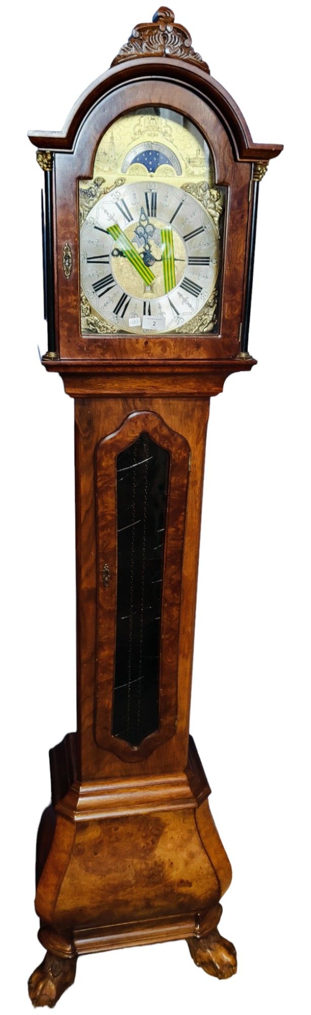 MODERN LONG CASED CLOCK WITH BRASS DIAL