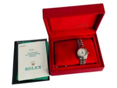 LADIES ROLEX OYSTER PERPETUAL DATEJUST IN BOX WITH PAPERWORK