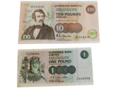 2 X CLYDESDALE BANK BANK NOTES - £1 AND £10