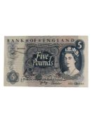 BANK OF ENGLAND £5 BANKNOTE J.B.PAGE
