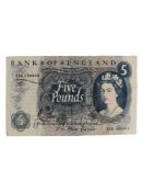 BANK OF ENGLAND £5 BANKNOTE J.S.FORDE