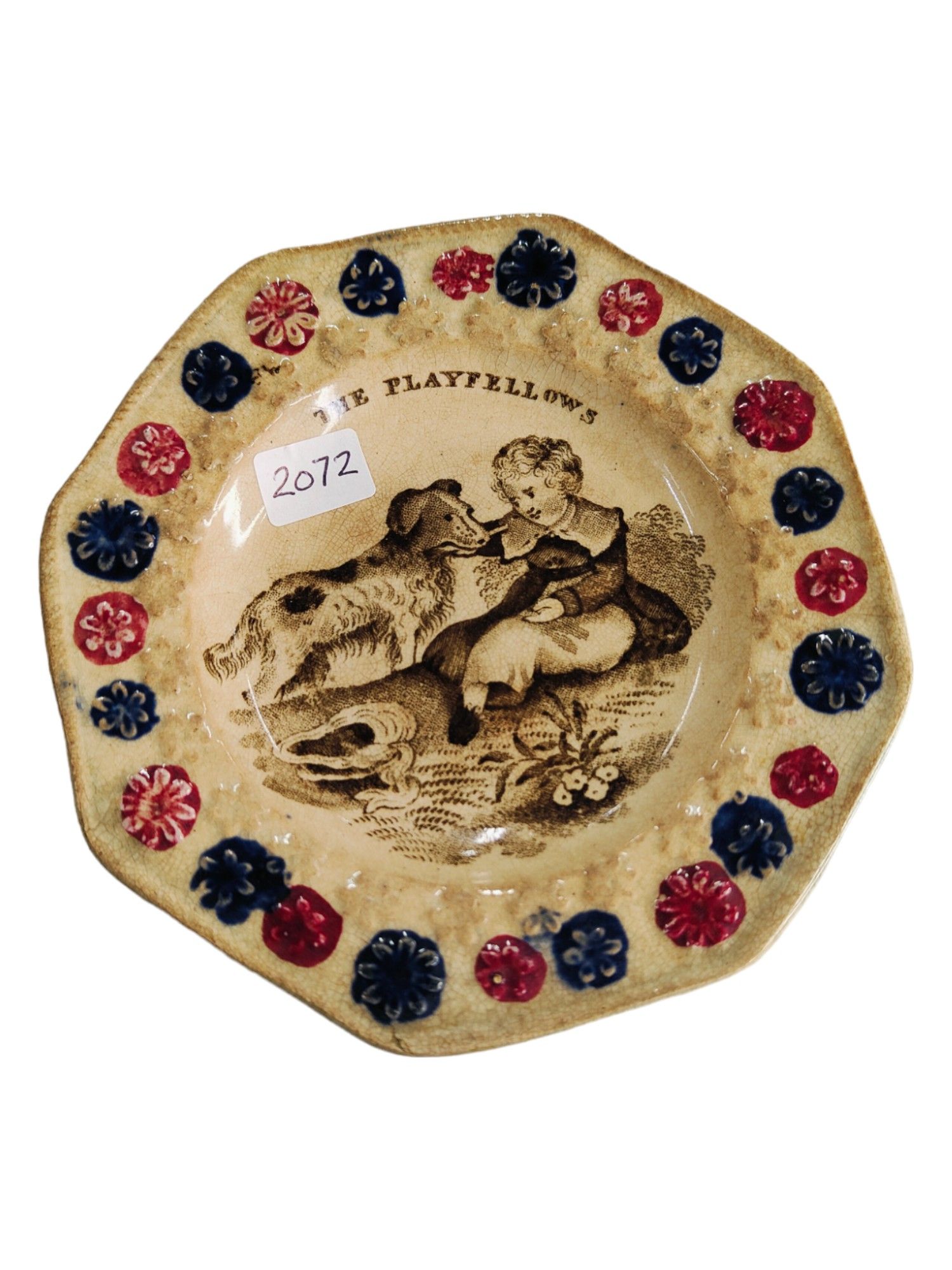 ANTIQUE SPONGEWARE THE PLAYFELLOWS PLATE