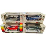 4 BOXED FORMULA 1 BURAGO LARGE SCALE MODELS