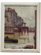 C.BRADSHAW - OIL ON BOARD - WATERSIDE SCENE 32CM X 24CM