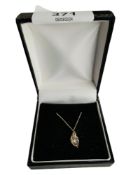9 CARAT GOLD NECKLACE SET WITH WHITE SAPPHIRE BOXED