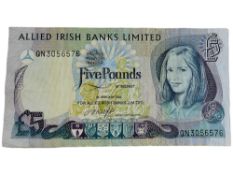 ALLIED IRISH BANKS £5 BANKNOTE 1ST JANUARY 1982