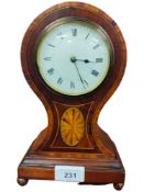 EDWARDIAN INLAID BALLOON MANTLE CLOCK WORKING WITH KEY