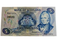 BANK OF SCOTLAND £5 BANK NOTE 10TH AUGUST 1970 LORD POLWARTH